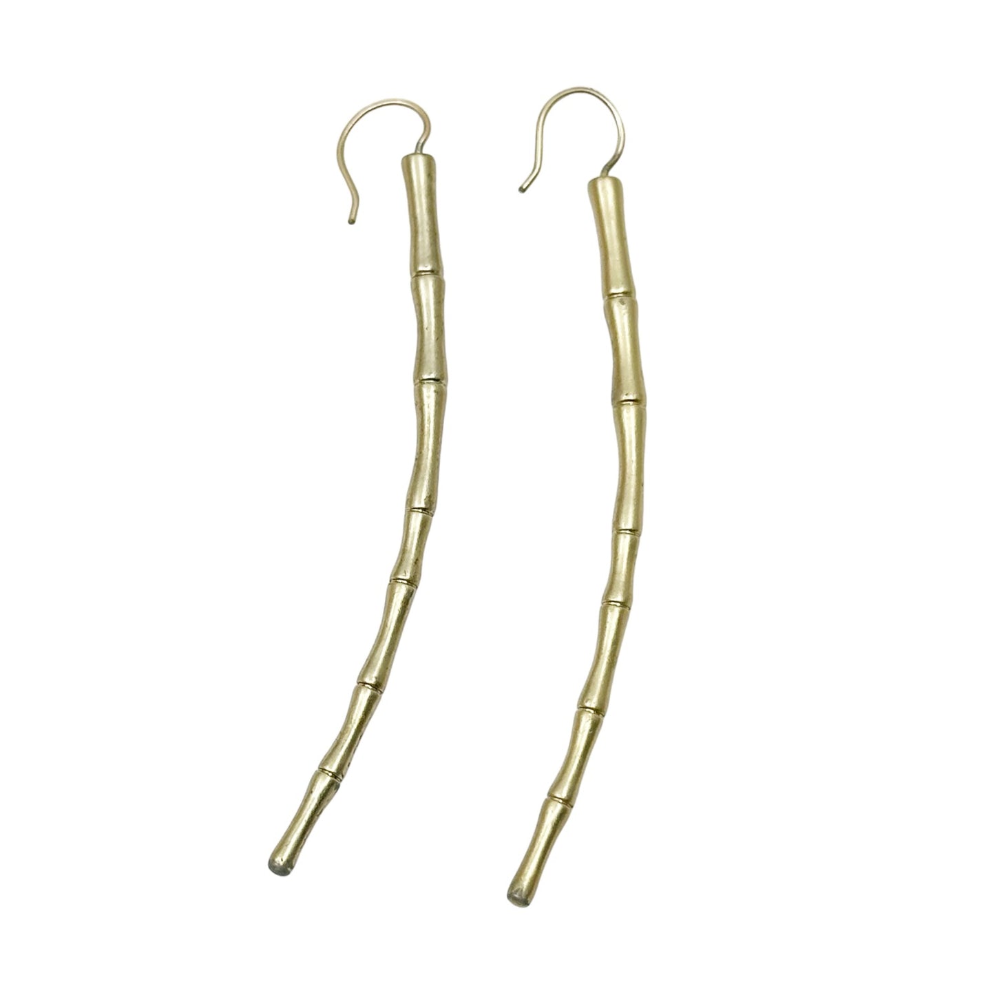 Gold tone bamboo drop earrings