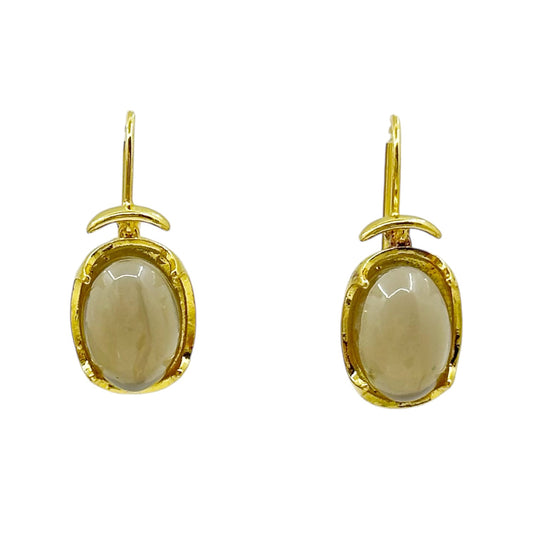 Gold tone glass moonstone drop earrings