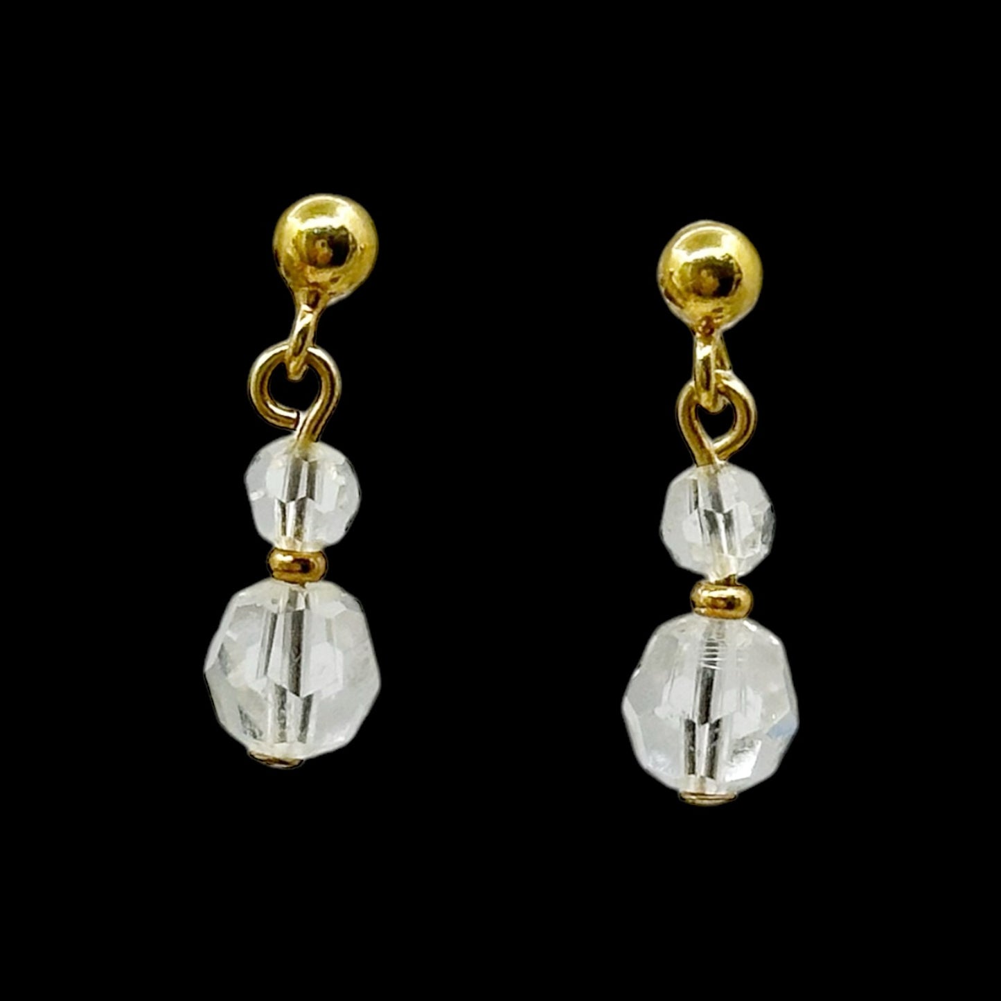 Hand made Gold filled rock crystal bead drop earrings