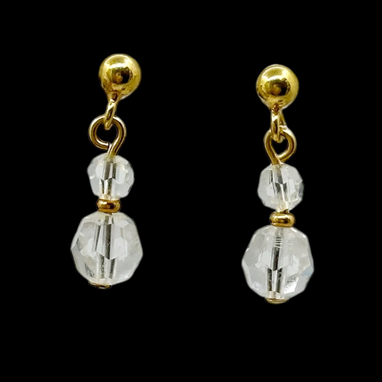 Hand made Gold filled rock crystal bead drop earrings