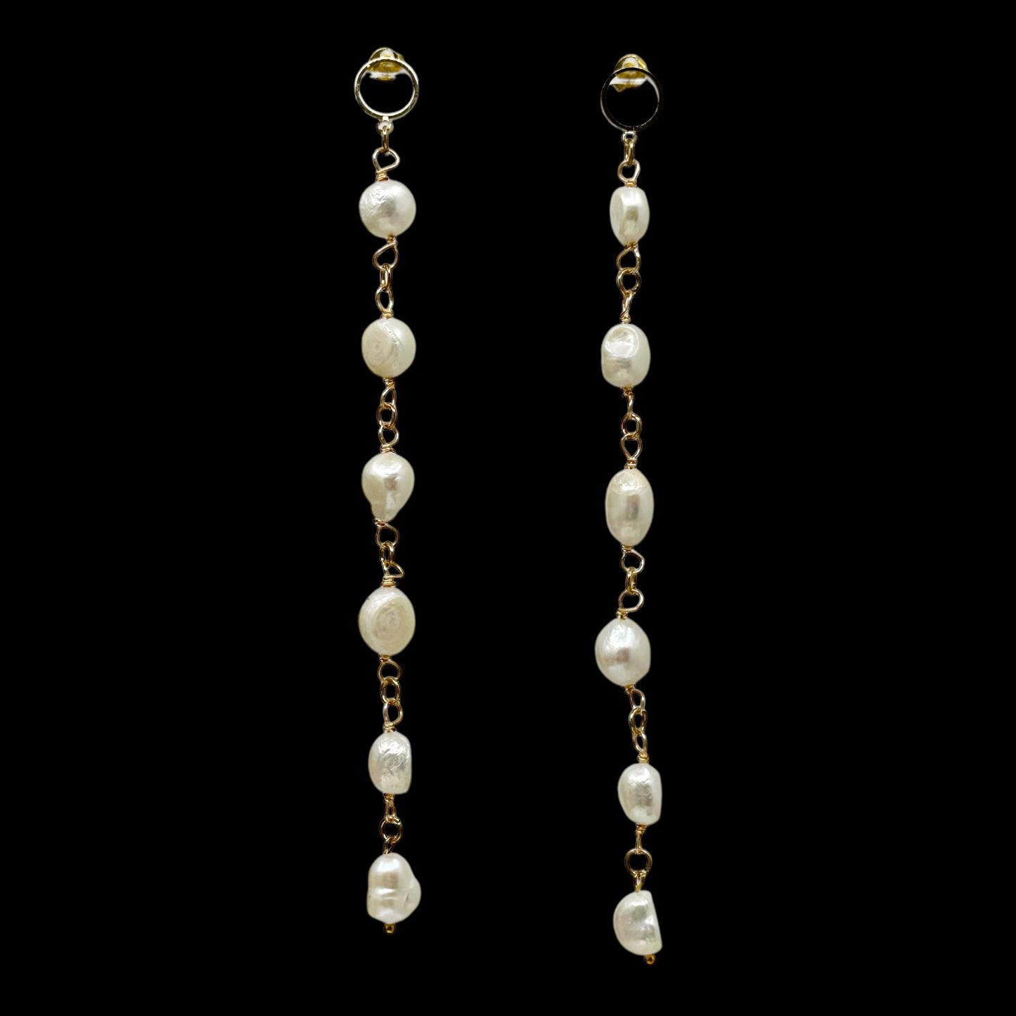 Hand Made Gold filled freshwater pearls shoulder dust drop earrings