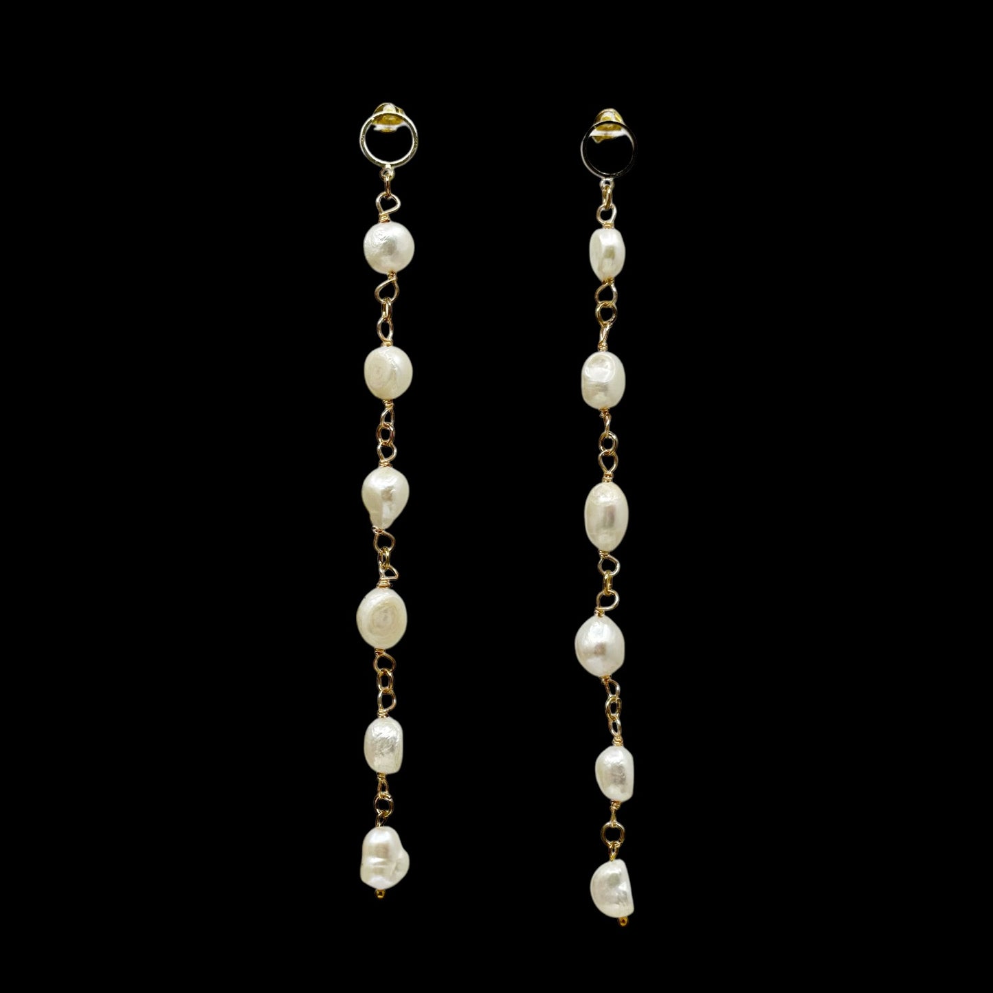 Hand Made Gold filled freshwater pearls shoulder dust drop earrings