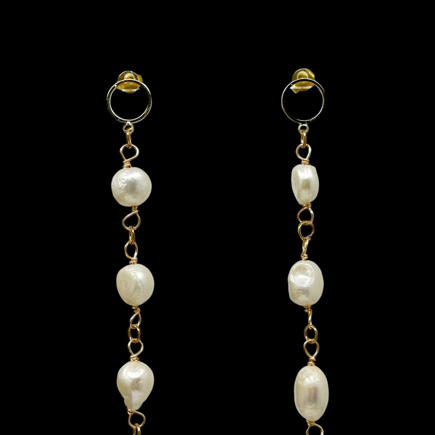 Hand Made Gold filled freshwater pearls shoulder dust drop earrings