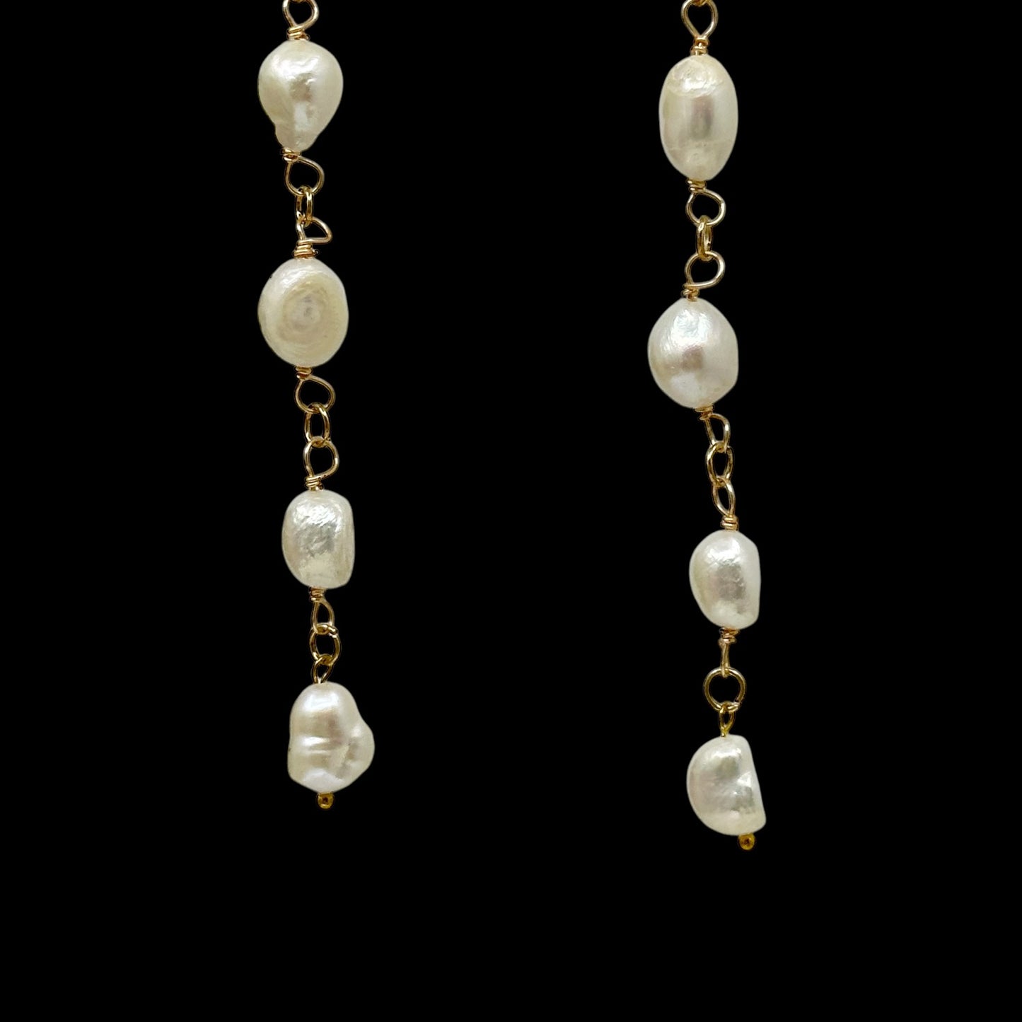 Hand Made Gold filled freshwater pearls shoulder dust drop earrings