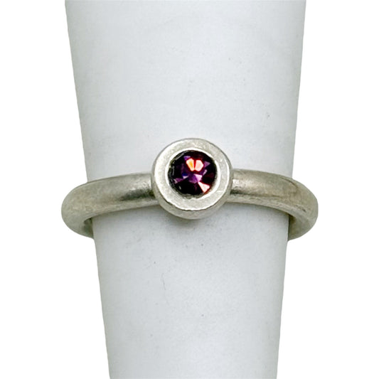 sterling silver amethyst crystal stack band ring - GM155