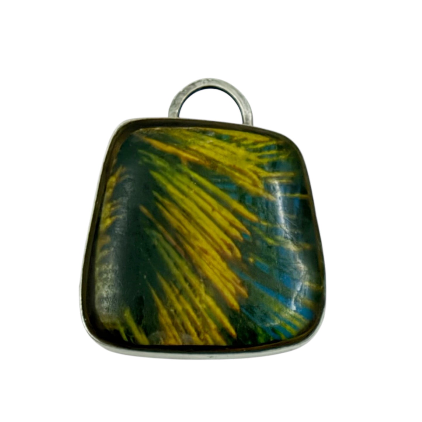 Modernist sterling silver safari acrylic pendant - GM155