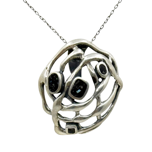 Modernist Nikol@s sterling silver acrylic inlay pendant - GM156