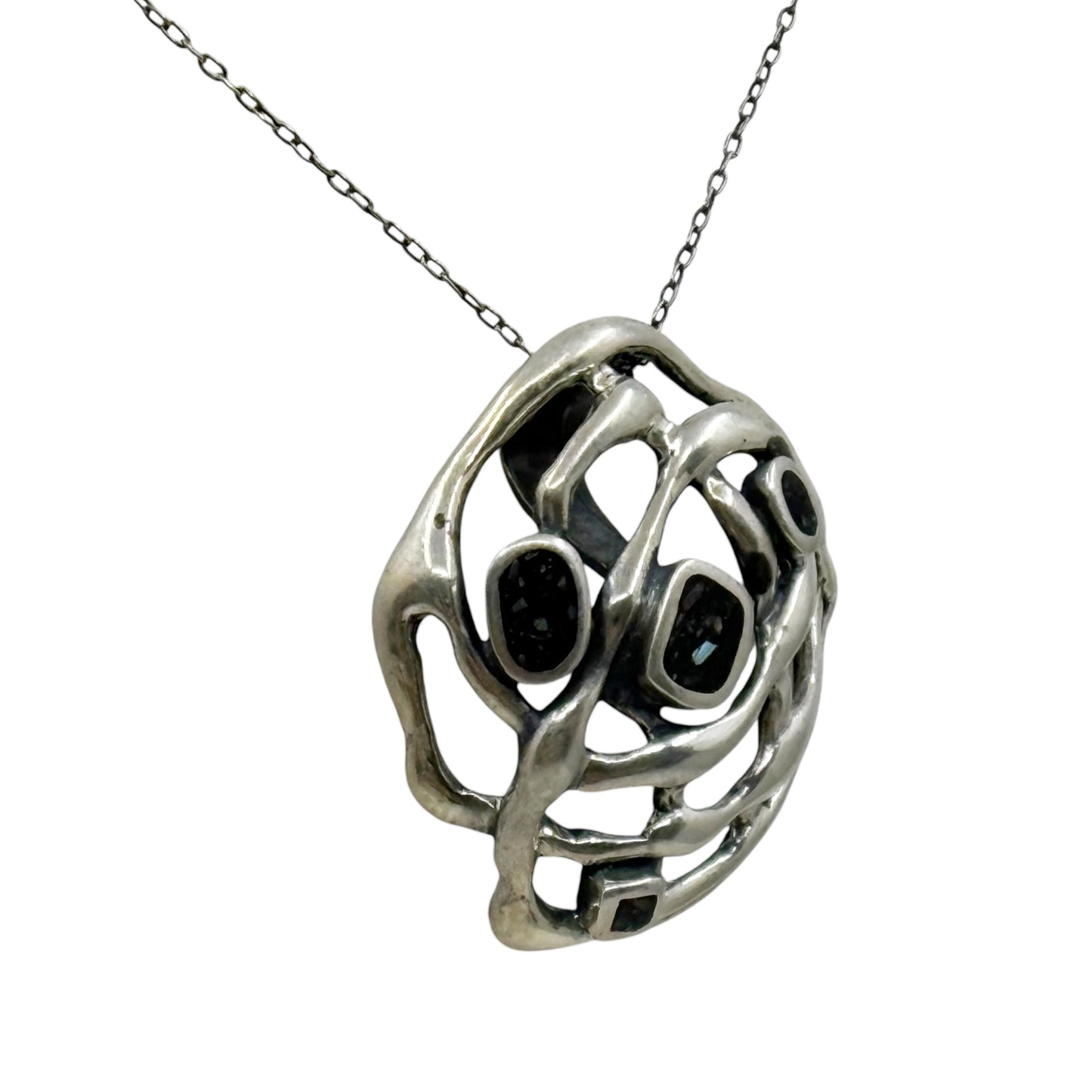 Modernist Nikol@s sterling silver acrylic inlay pendant - GM156