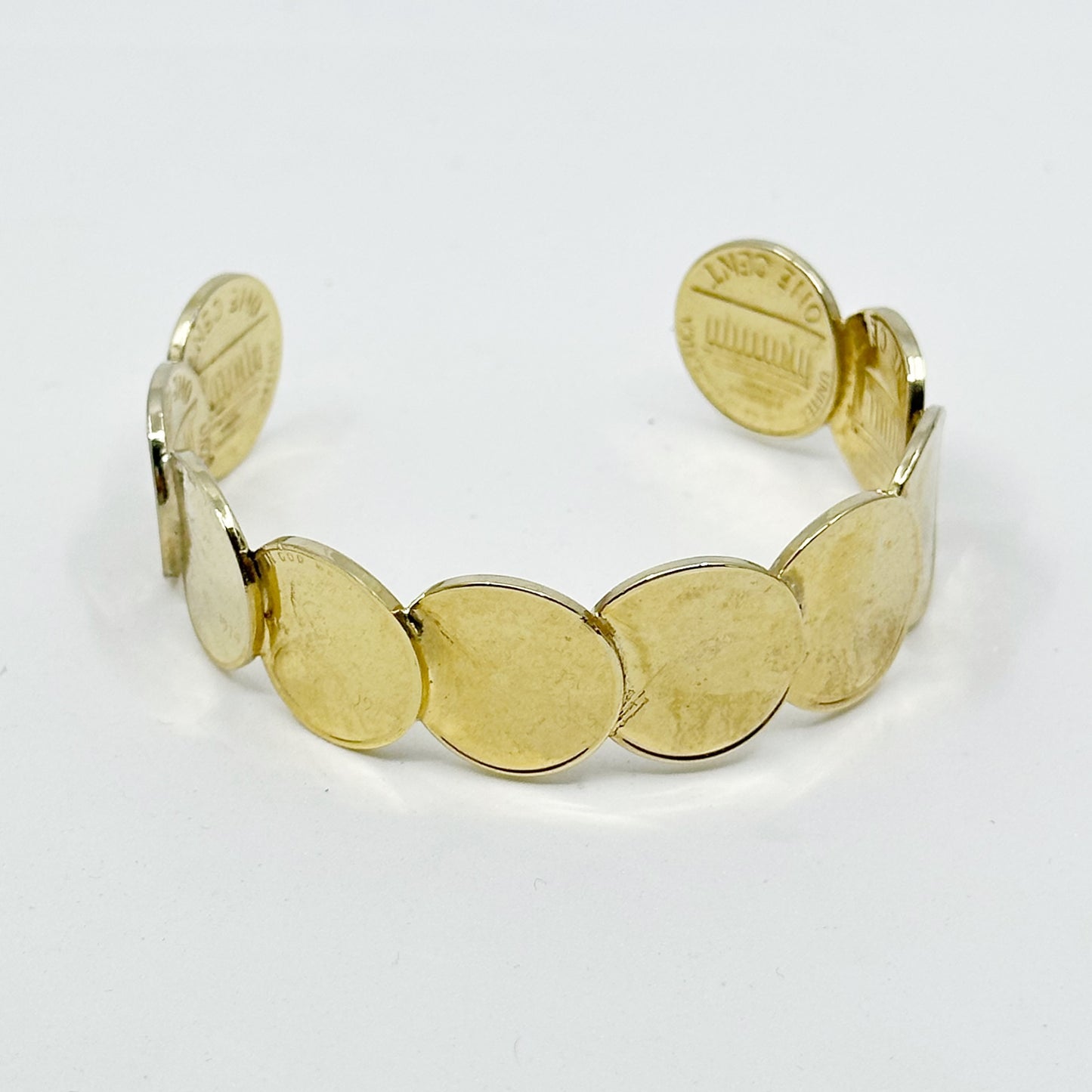 Gold Plated USA one Cent cuff bracelet