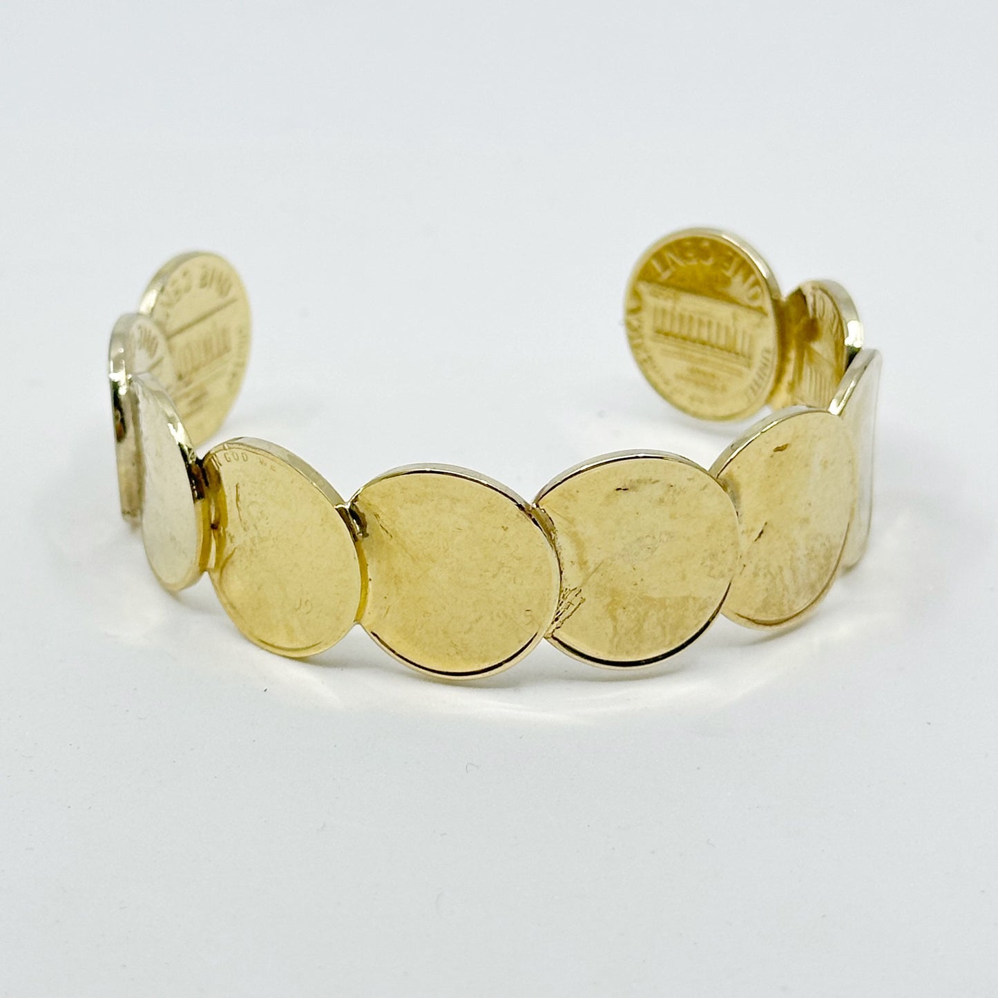 Gold Plated USA one Cent cuff bracelet