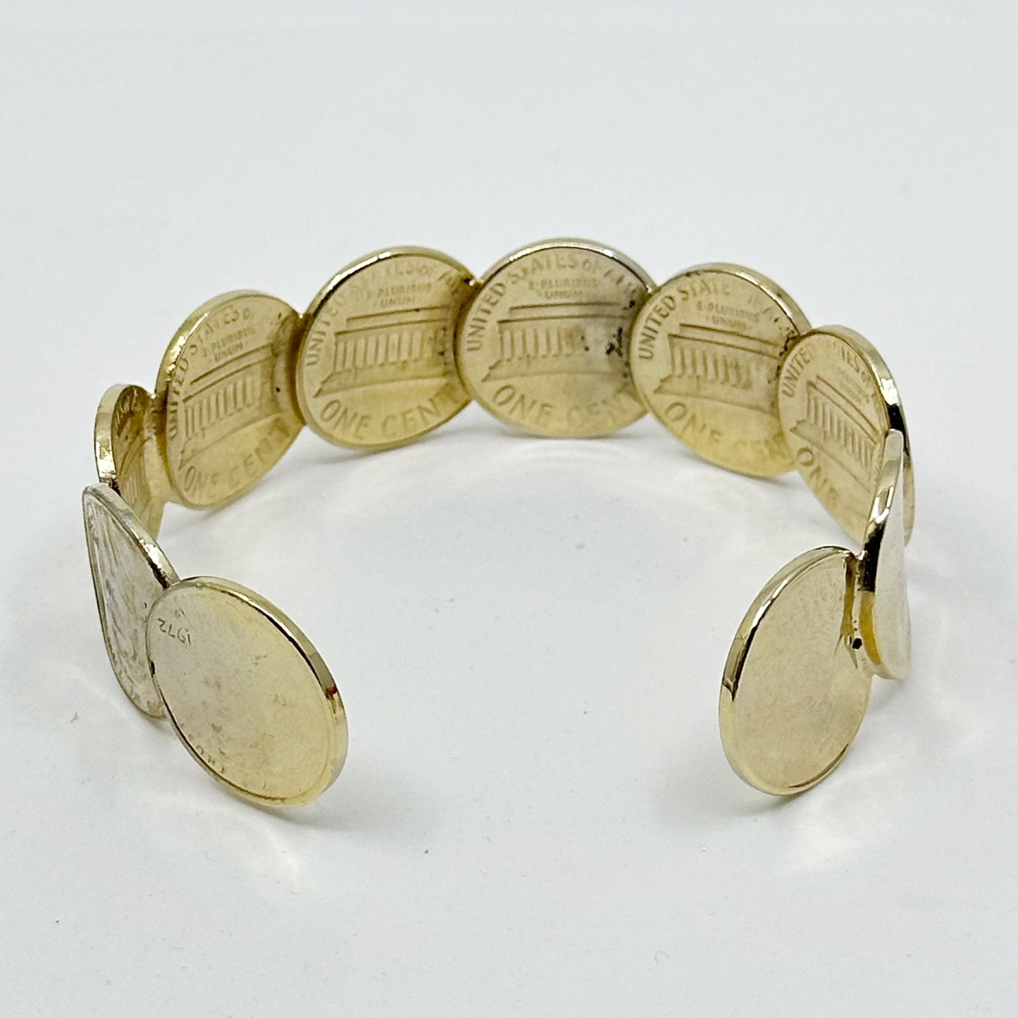 Gold Plated USA one Cent cuff bracelet