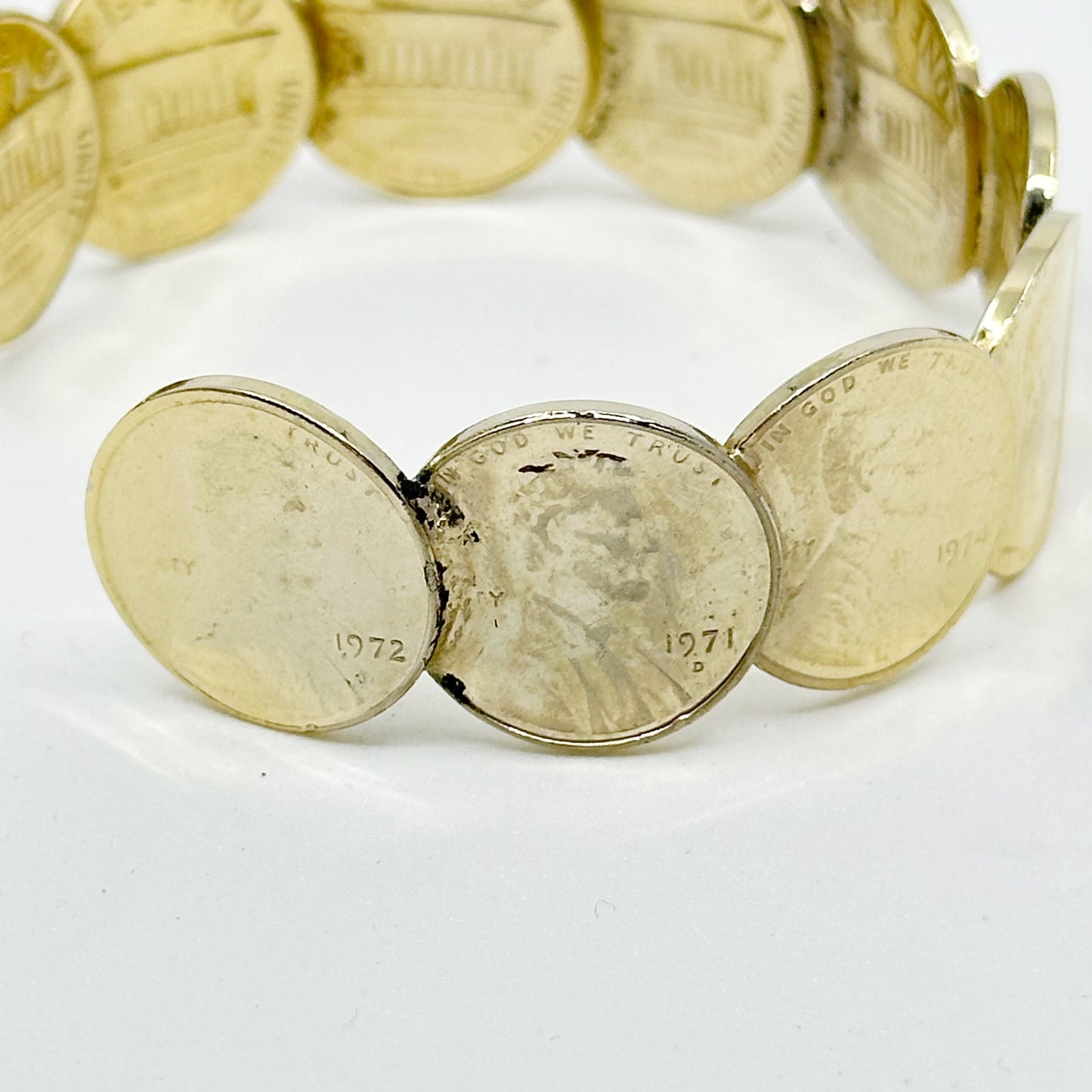 Gold Plated USA one Cent cuff bracelet