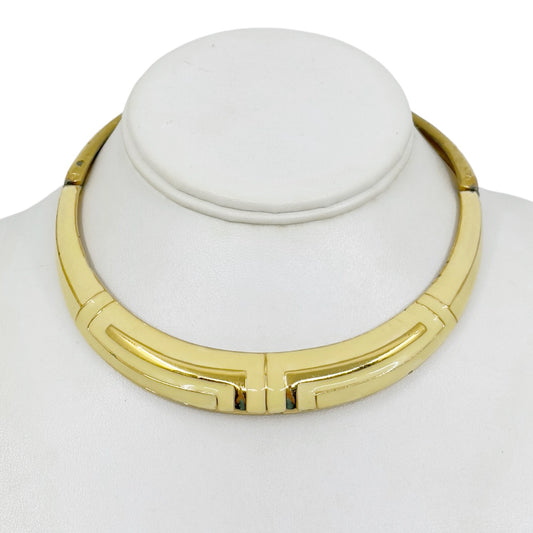 Vintage Lanvin Gold tone enamel choker necklace