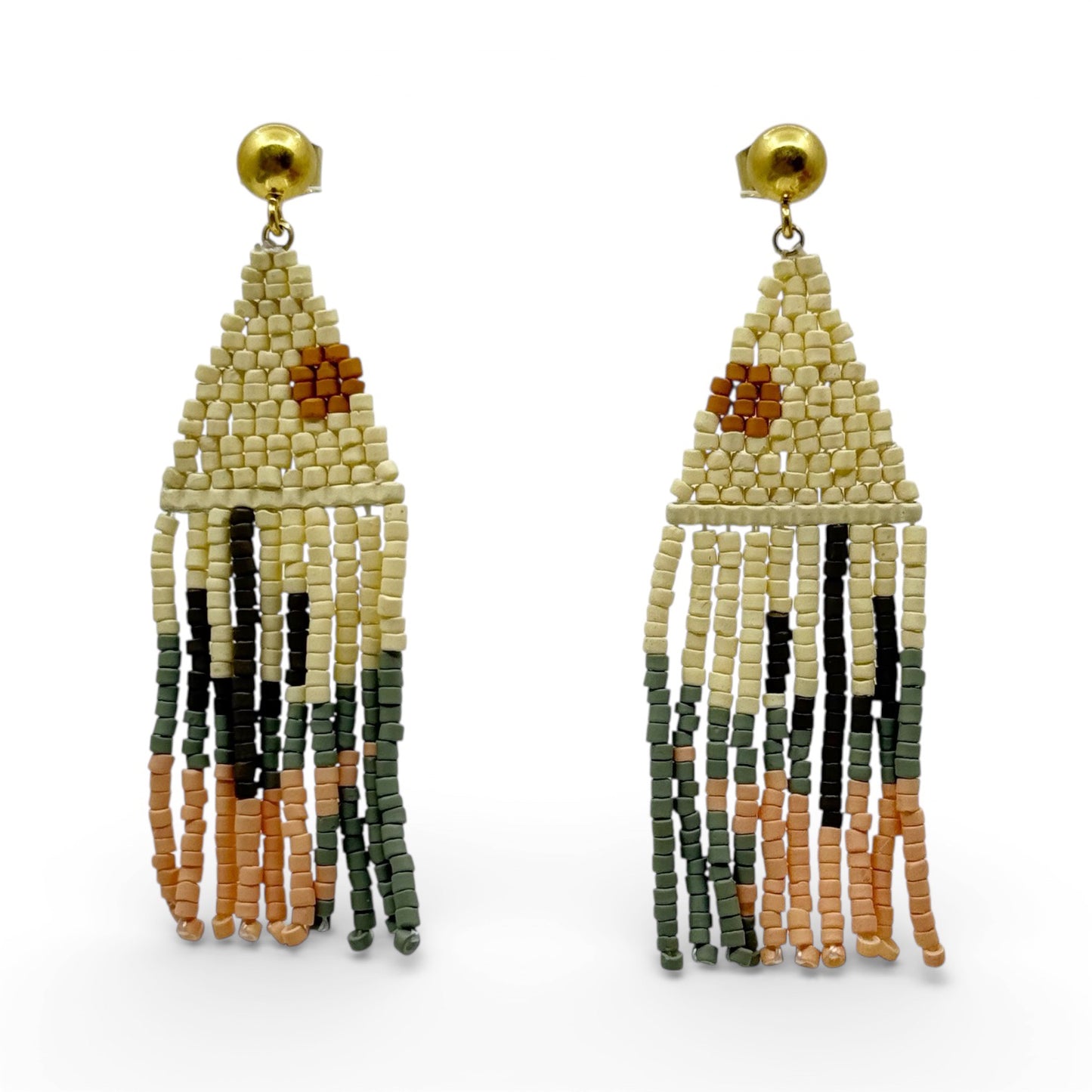 Gold Tone Desert Delight Beaded Cactus drop Earrings -GM1573