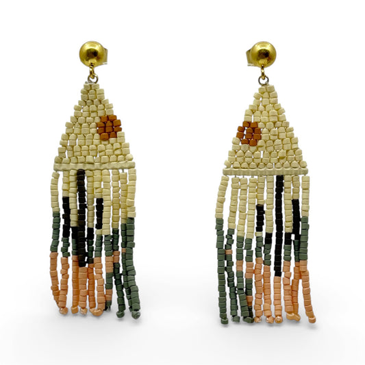 Gold Tone Desert Delight Beaded Cactus drop Earrings -GM1573