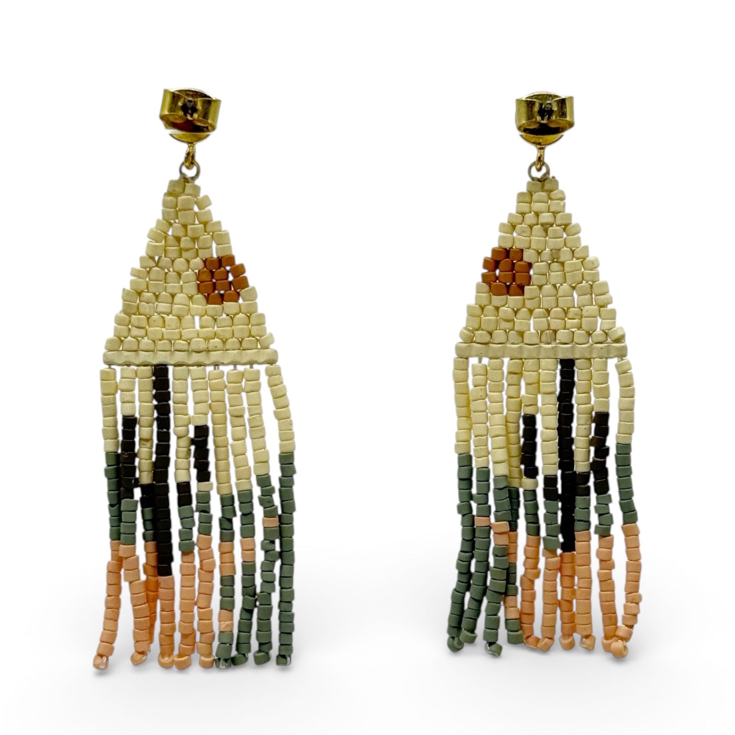 Gold Tone Desert Delight Beaded Cactus drop Earrings -GM1573