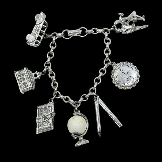 Vintage Coro silver tone charm bracelet