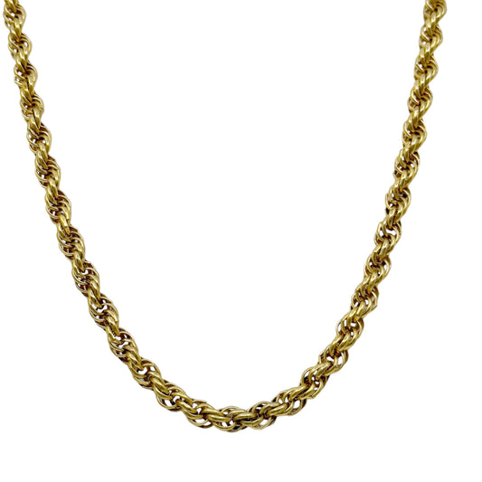 Vintage gold tone rope chain necklace