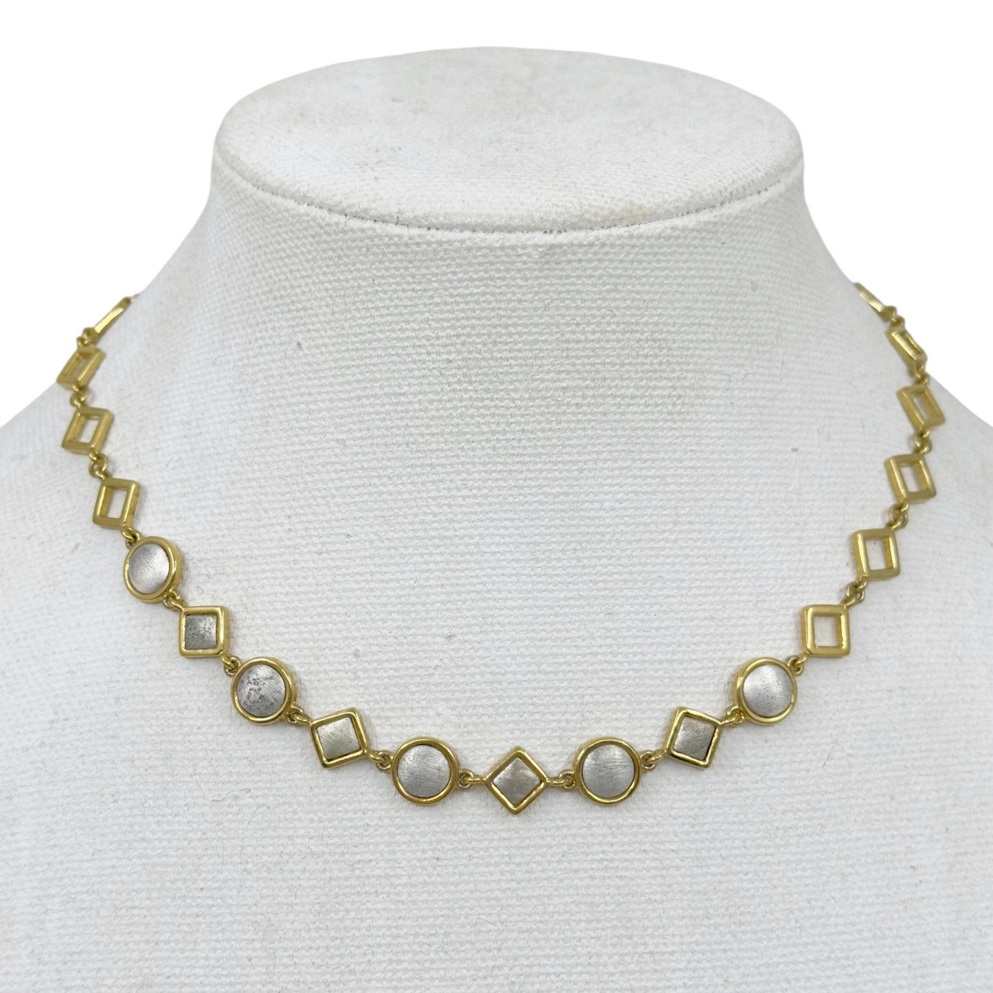 Vintage Gold tone geometric link necklace