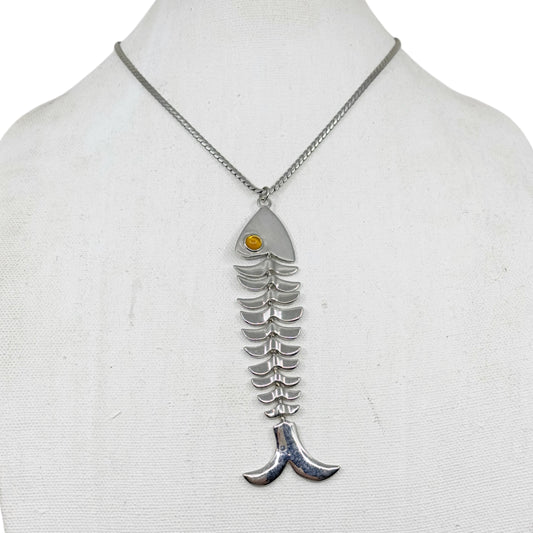 Louis Dell'Olio Silver tone articulated fish pendant necklace