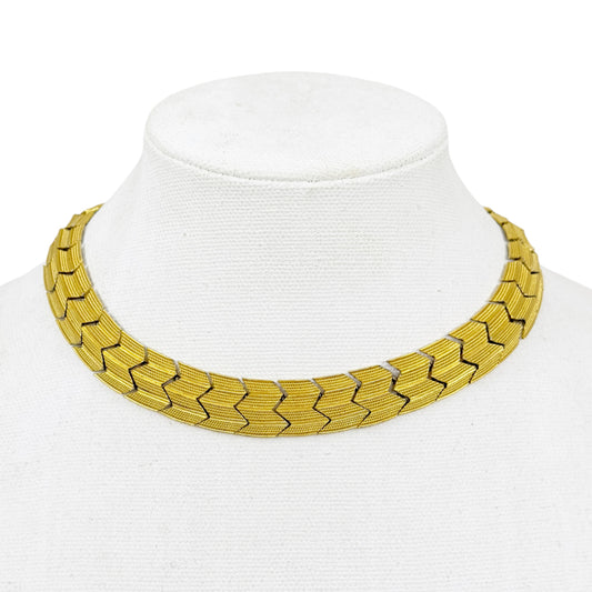 Vintage Napier Gold tone zig zag link necklace