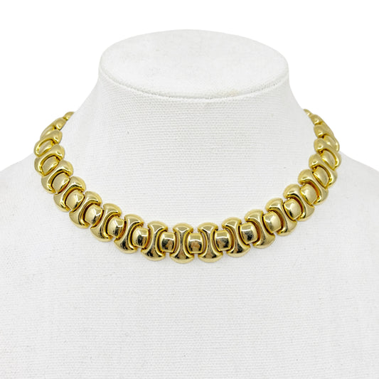 Vintage Gold tone Bones & Spheres link necklace