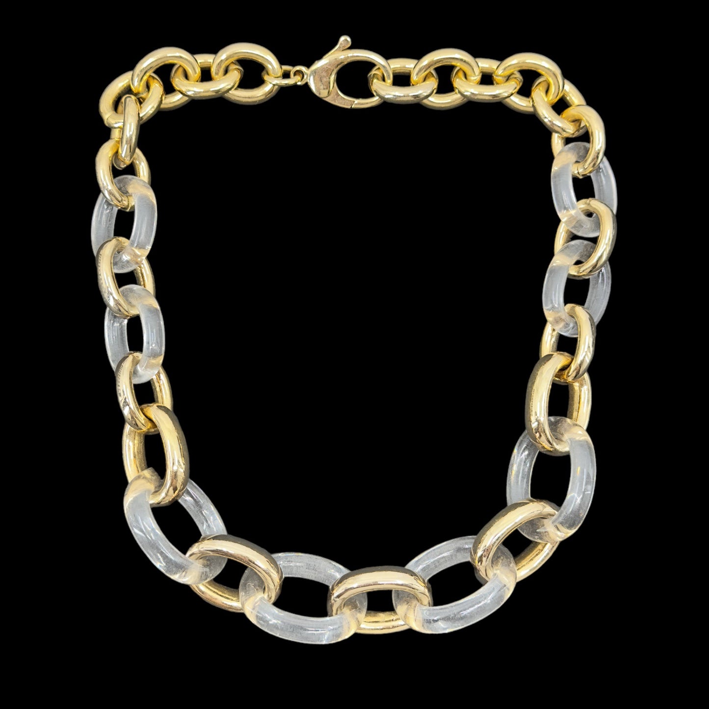 Gold tone clear acrylic link chain necklace GM1601