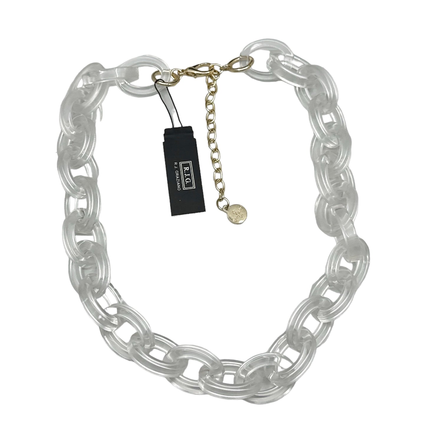 R.J. Graziano clear acrylic link gold tone chain necklace GM1605