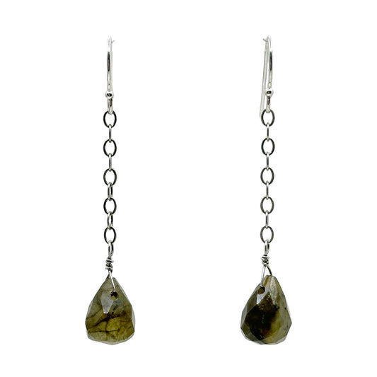 Hand Made Sterling silver Labradorite beads earrings GM161