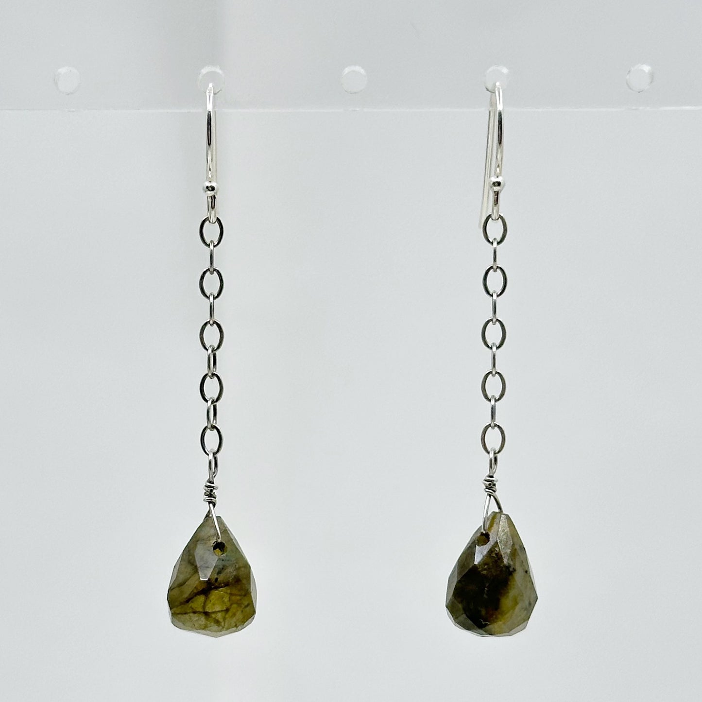 Hand Made Sterling silver Labradorite beads earrings GM161