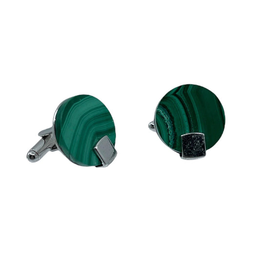 stainless steel malachite cufflinks