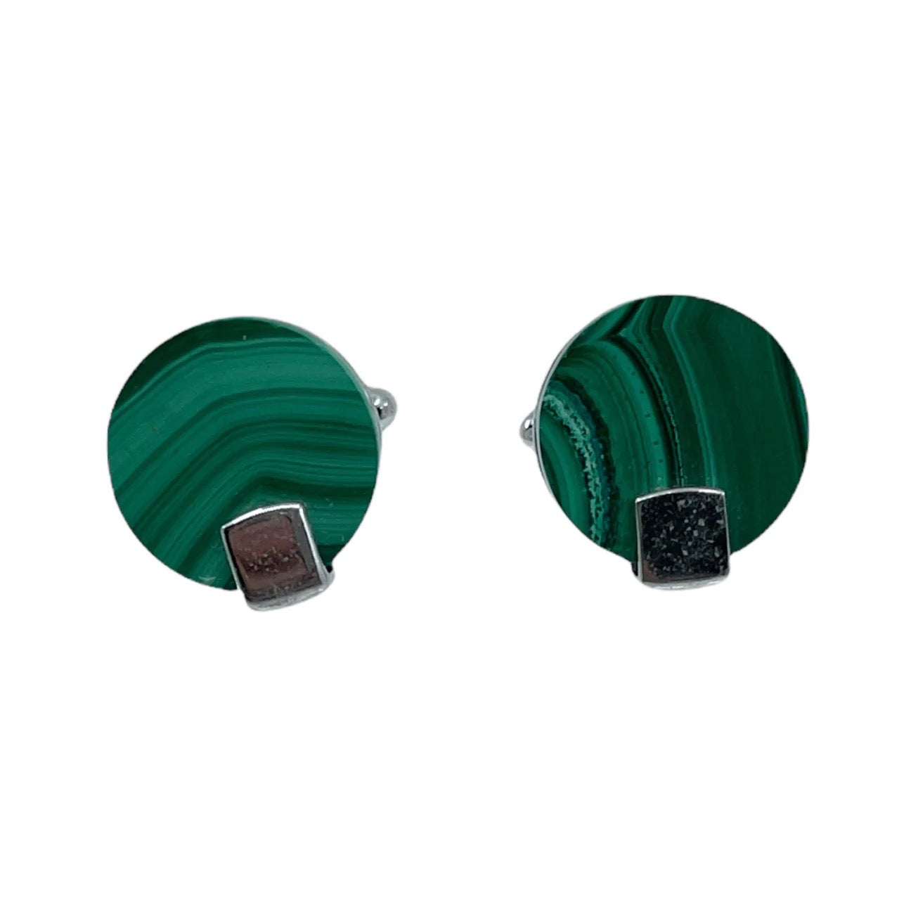 stainless steel malachite cufflinks