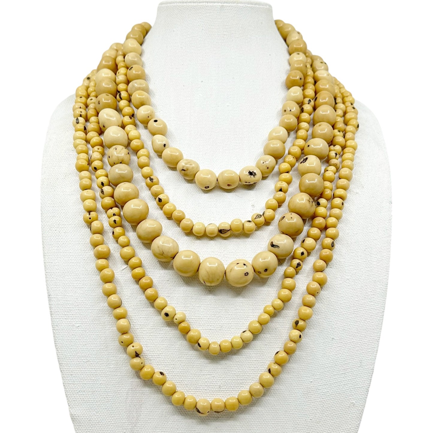 Hand Made multi strand Tagua nut bead necklace