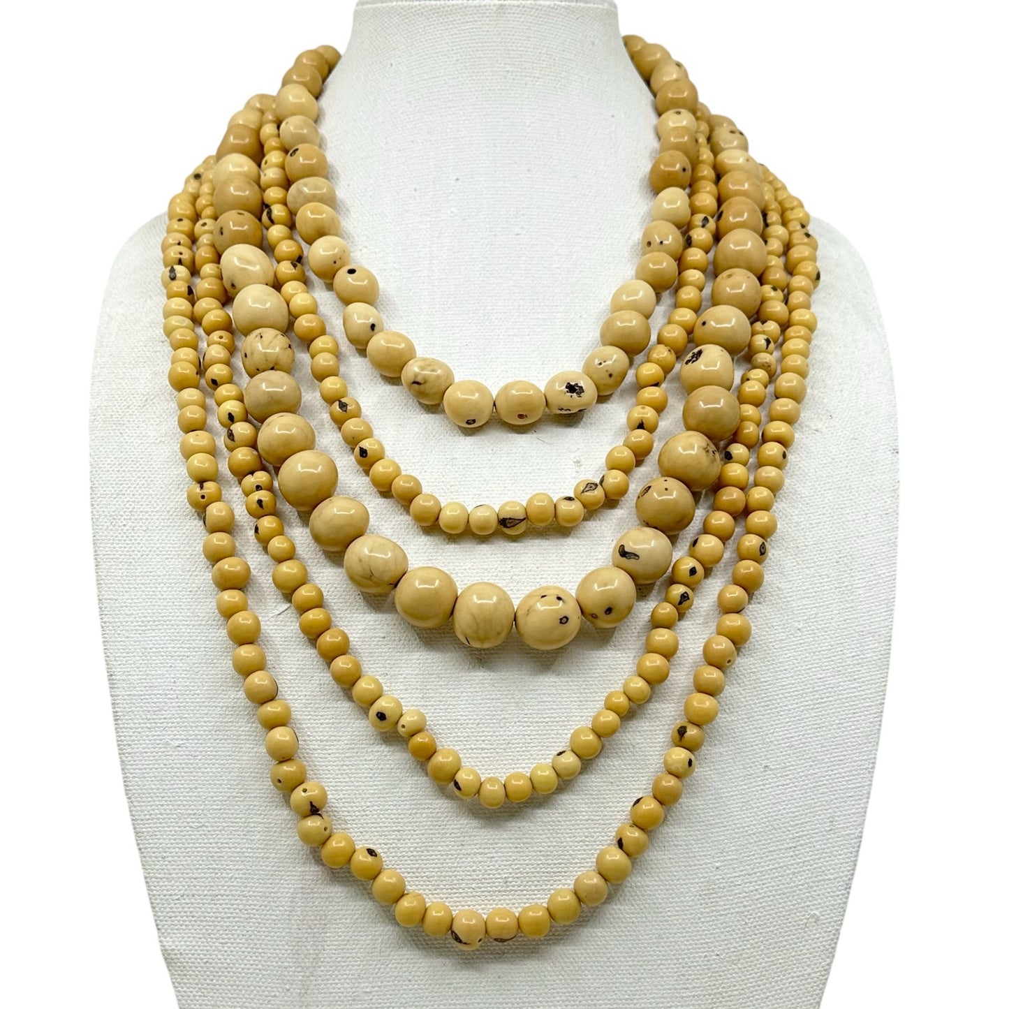 Hand Made multi strand Tagua nut bead necklace