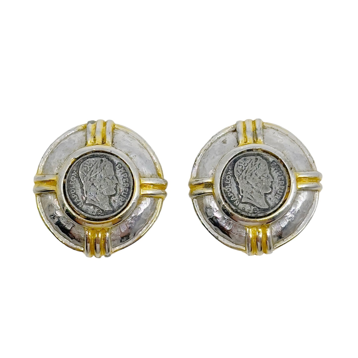 kenneth Jay Lane napoleon Empereur coin clip on earrings