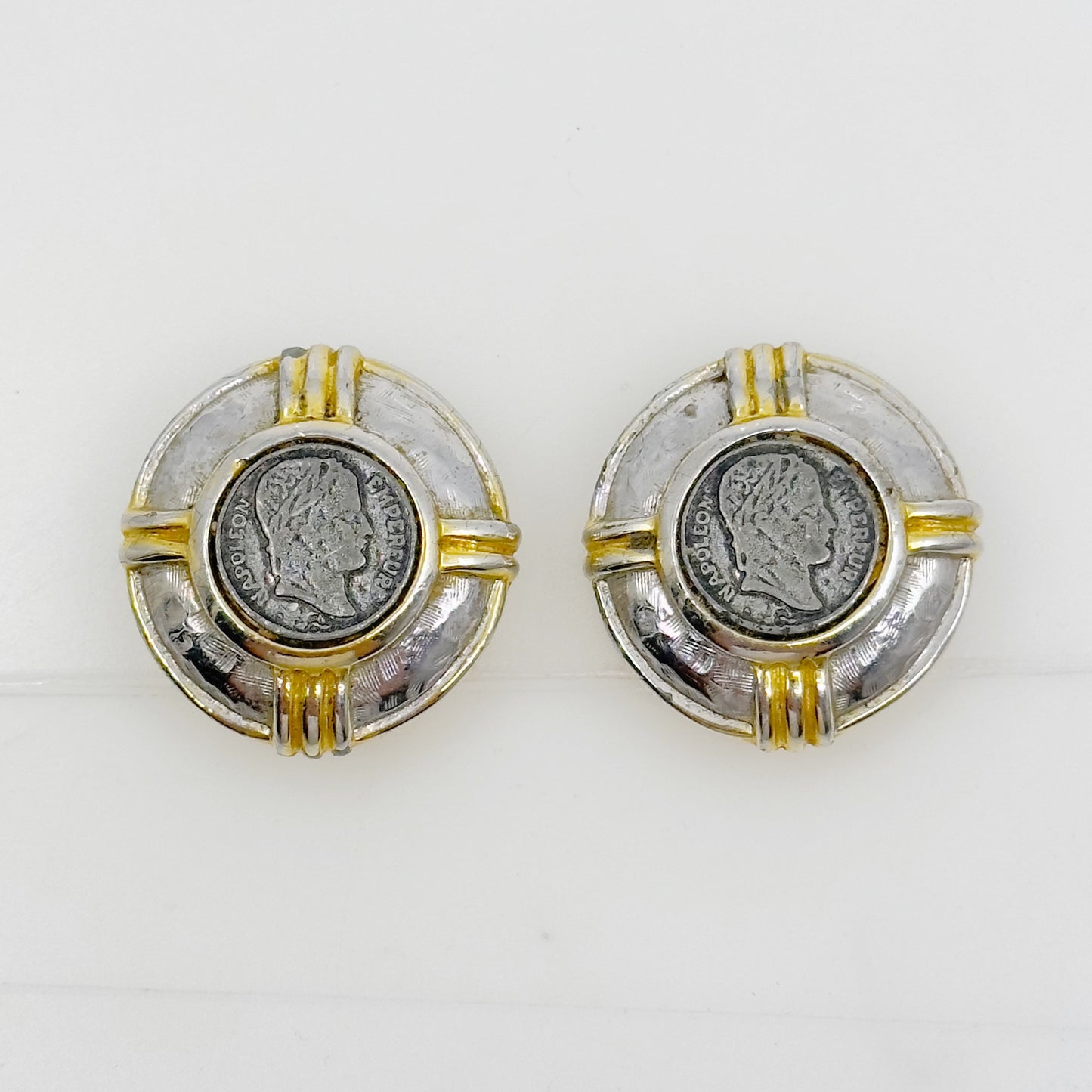 kenneth Jay Lane napoleon Empereur coin clip on earrings