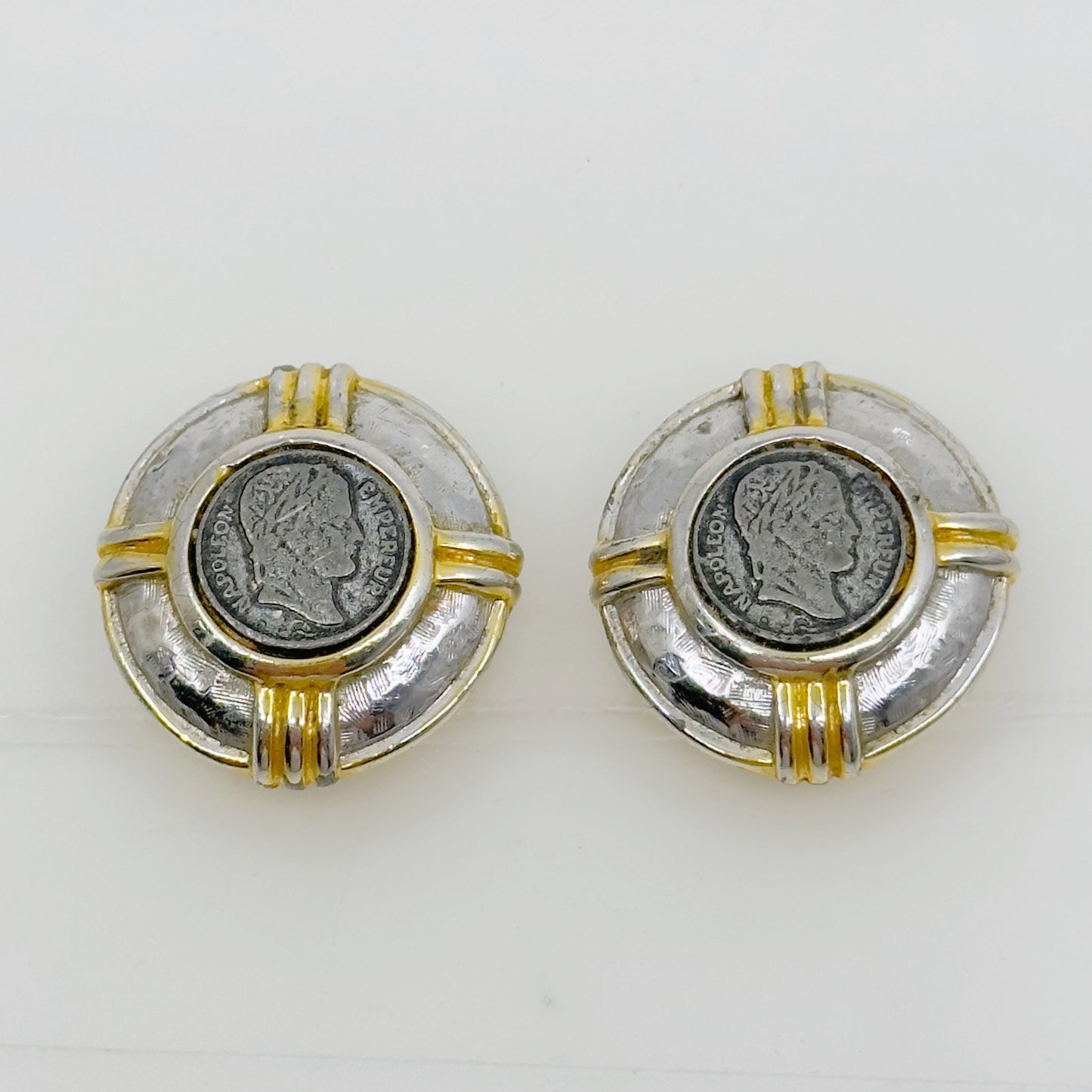 kenneth Jay Lane napoleon Empereur coin clip on earrings