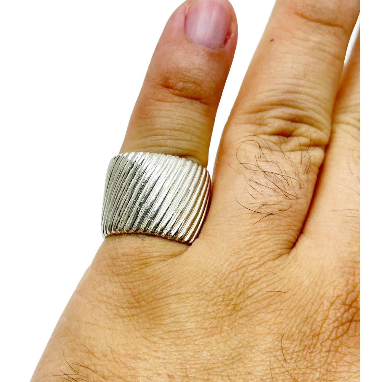 Sterling silver cigar band ring