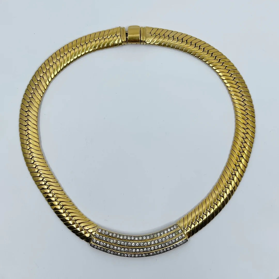 VOGUE BIJOUX Gold Tone Diamanté Necklace