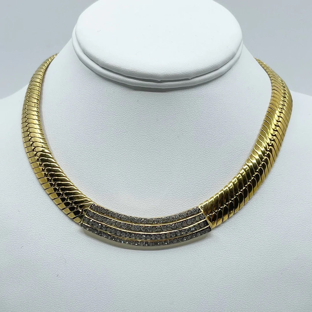 VOGUE BIJOUX Gold Tone Diamanté Necklace