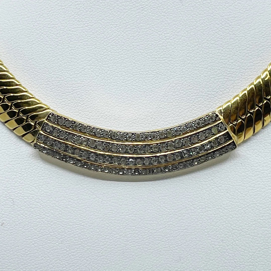 VOGUE BIJOUX Gold Tone Diamanté Necklace