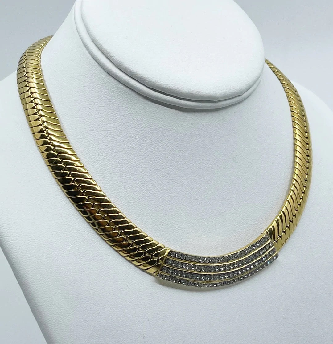 VOGUE BIJOUX Gold Tone Diamanté Necklace