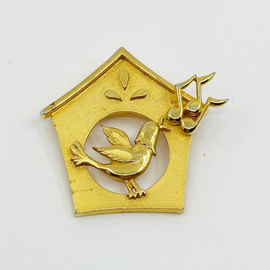 Vintage Casual Corner Gold tone chirping bird brooch