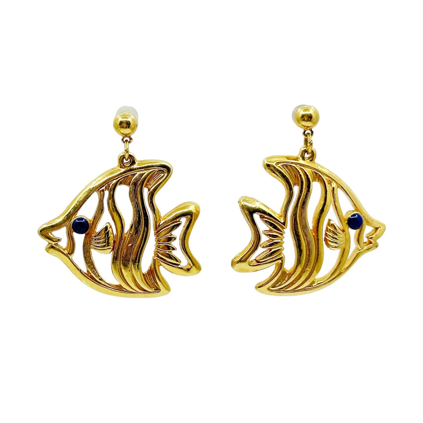 Vintage Gold Tone Angel fish acrylic earrings