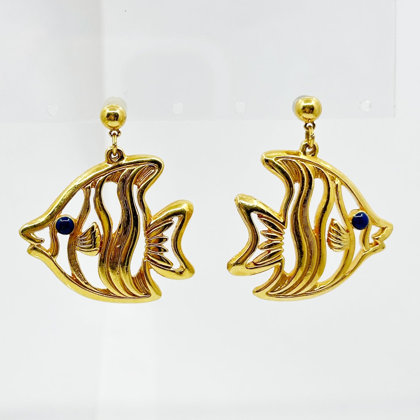 Vintage Gold Tone Angel fish acrylic earrings