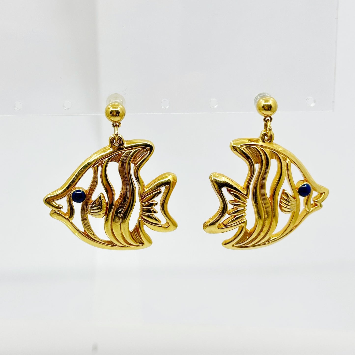 Vintage Gold Tone Angel fish acrylic earrings