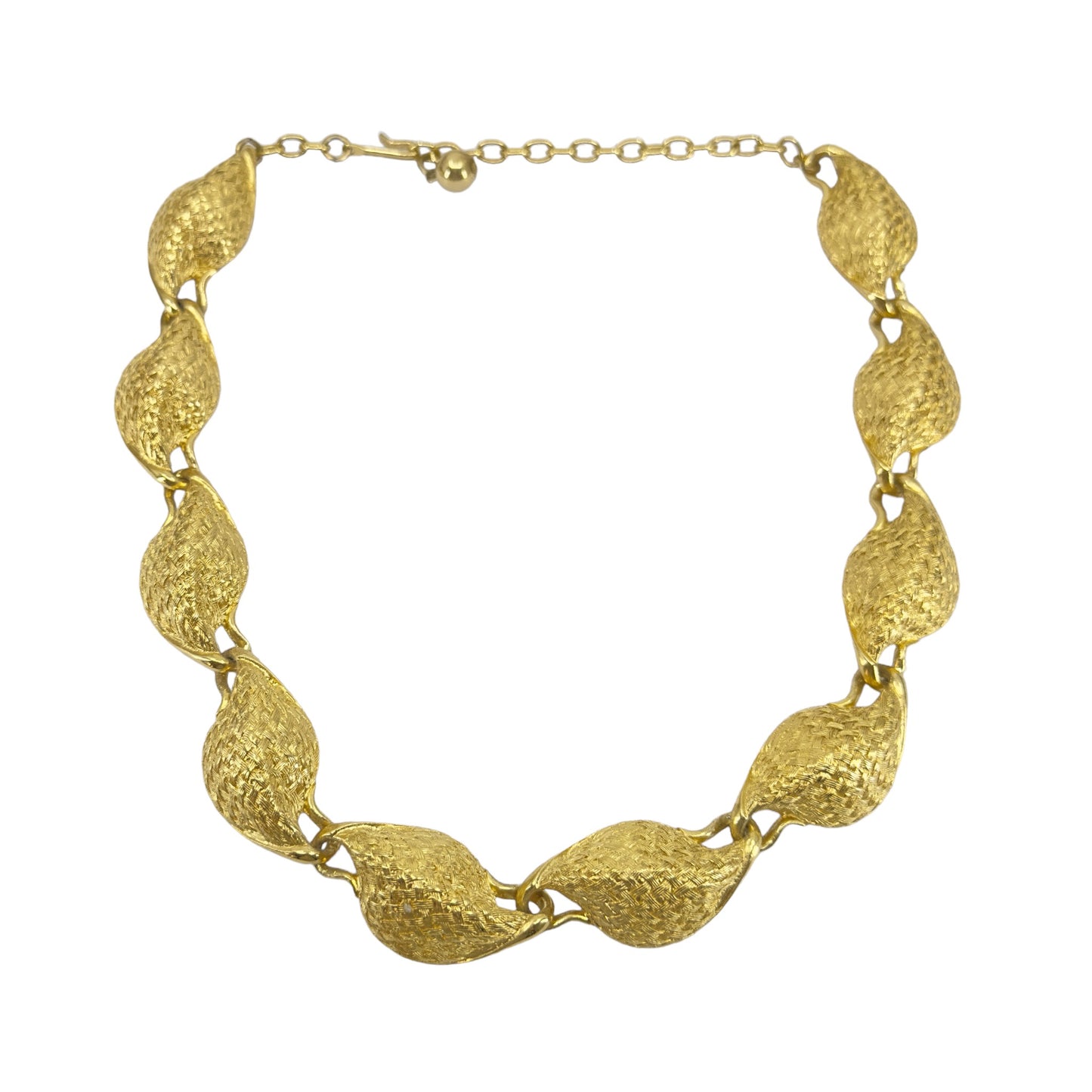 Vintage Gold tone leaf Motif link necklace