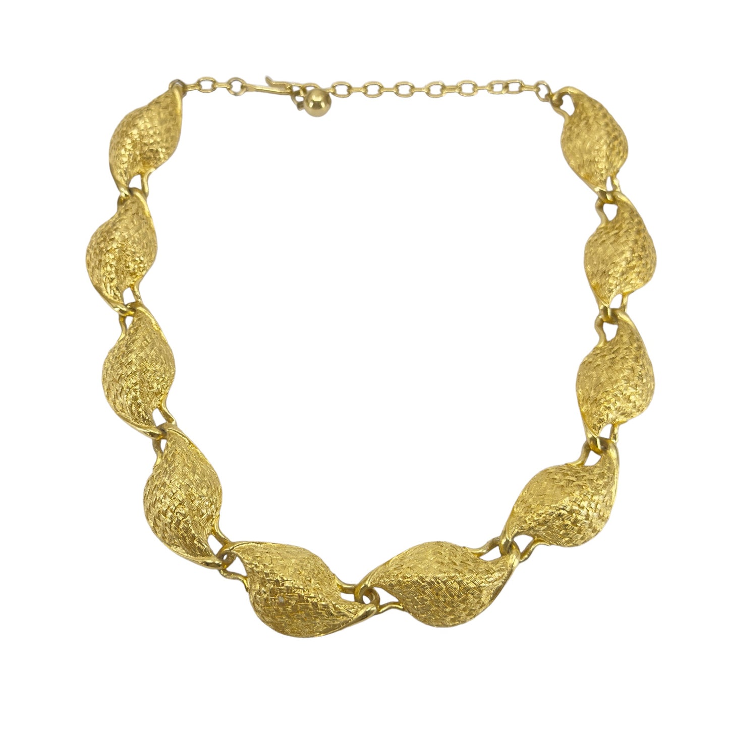 Vintage Gold tone leaf Motif link necklace