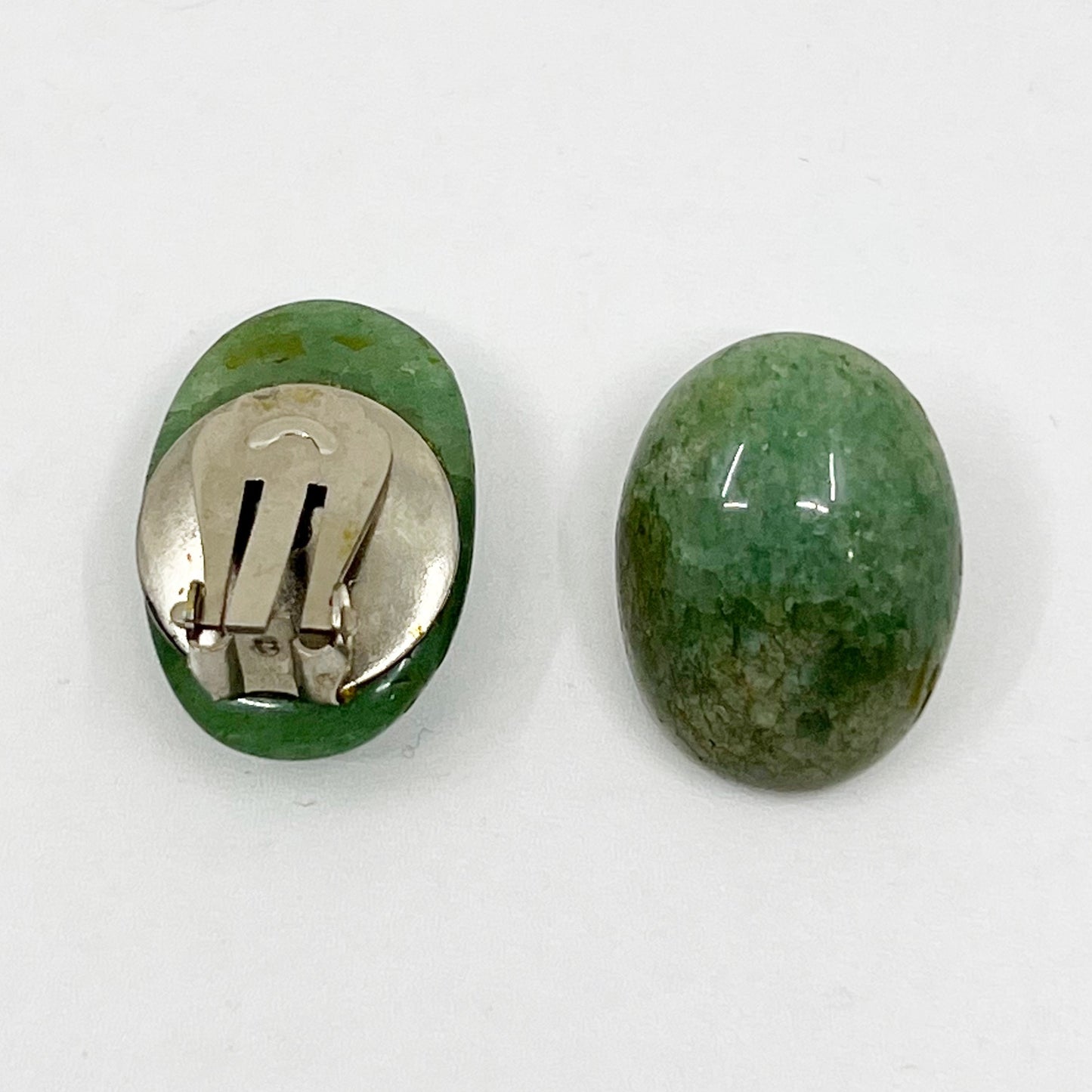 Vintage aventurine cabochon clip on earrings