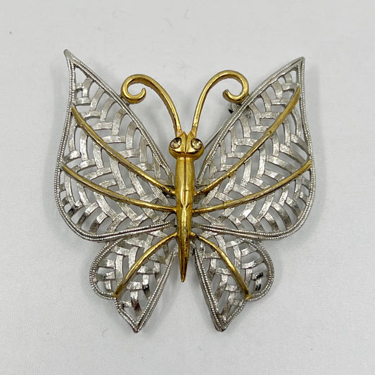 Vintage Avon silver tone butterfly brooch